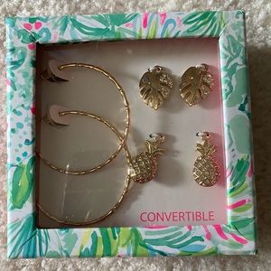 Lilly Pulitzer Hoop earring with changeable charms gift set